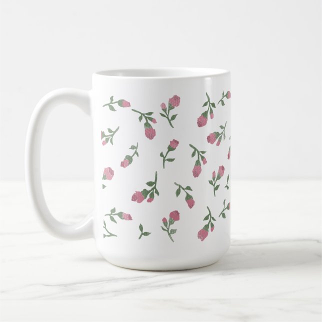 Hand plockade Rosenknopp Blommigt Mugg (Vänster)