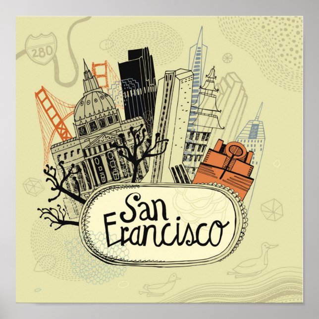 Hand plockade San Francisco Poster (Framsidan)