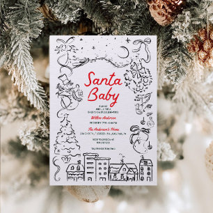 Hand plockade Santa Baby, julgransskor Inbjudningar