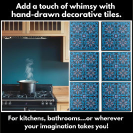 Hand plockade Scandi Blommönster Kakelplatta