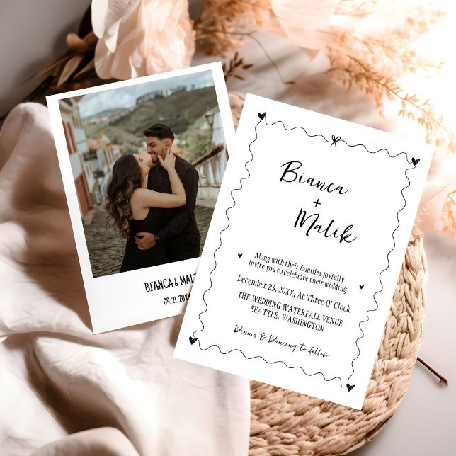 Hand plockade Scribble Black illustration Bröllop Inbjudningar (Skapare uppladdad)