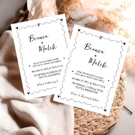 Hand plockade Scribble Black illustration Bröllop Inbjudningar