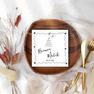 Hand plockade Scribble Black illustration Bröllop Pappersservett