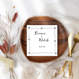 Hand plockade Scribble Black illustration Bröllop Pappersservett