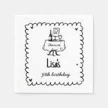 Hand plockade Scribble Cocktail 30:e, 40:e födelse