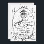 Hand plockade Scribble Cocktail 30:e valfri ålder Inbjudningar<br><div class="desc">Gratulera till er milstolpe 30års födelsedag i stil med den chic inbjudan till Rosa Disco Boll. Med en lekfull disco boll-design, martinistiskt glas och tårtillustrationer på en sjudande rosa-bakgrund, är anpassadets inbjudan perfekt för en roligt och för ett festligt firande. Anpassa enkelt texten så att du får information om party...</div>