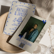 Hand plockade Scribble Quirky QR-kodfoto Bröllop