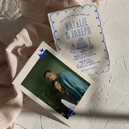 Hand plockade Scribble Quirky Retro Photo Bröllop Inbjudningar