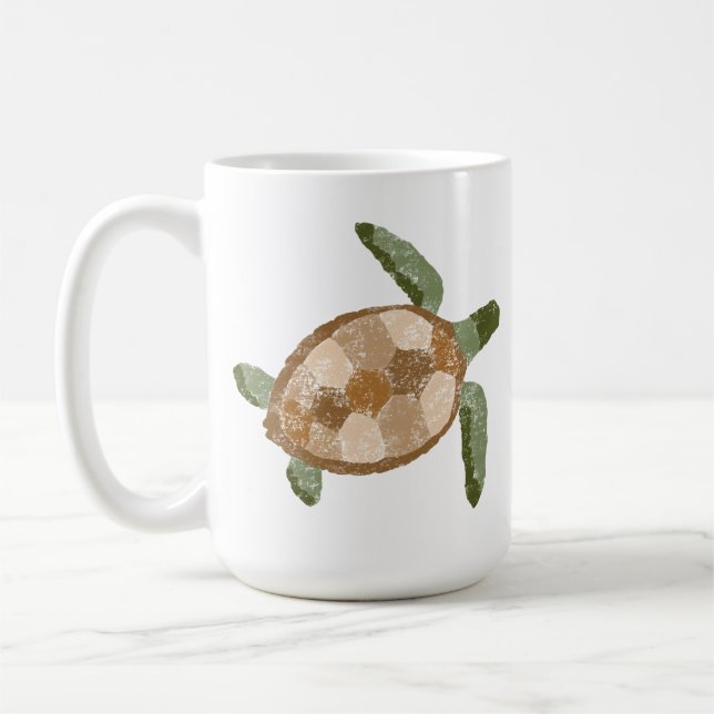 Hand plockade Sea Turtle Coffee Mugg (Vänster)