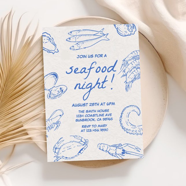Hand plockade Seafood Night Party Inbjudningar (Skapare uppladdad)
