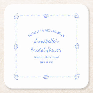 Hand plockade Seashells & Bröllop Klockor Möhippa Underlägg Papper Kvadrat