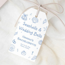 Hand plockade Seashells Klockor Bachelorette Favor Presentetikett