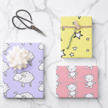 HAND PLOCKADE SHEEP STAR OCH NALLE GIFT WRAP
