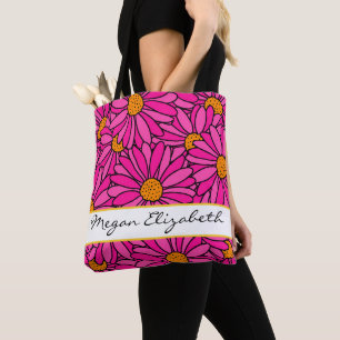 HAND PLOCKADE SHOCK ROSA & ORANGE DAISY MÖNSTER TYGKASSE