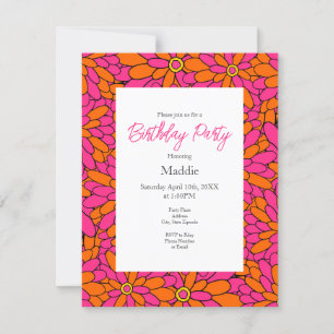Hand plockade Shock rosa Orange Zinnia Abstrakt Mö Inbjudningar