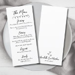 Hand plockade Simple Black White Whimsical Bröllop Meny<br><div class="desc">Enkelt European Inspired Black and White Bröllop Middag Menu. Det här minimalistiska bröllop-menykortet behållor designen ren och tidlös, så att det handskrivna skriptet lyser. En enkel bläckstrålelinje överst lägger till en subtil accent, medan resten av framsidan markerar menyinformationen i en elegant med en blandning av skript och serif typsnitt för...</div>