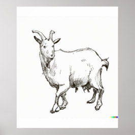 hand plockade sketch av får i Ukiyo-E Stil art Poster
