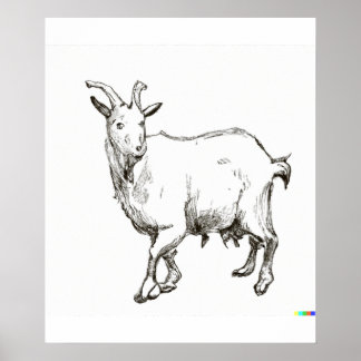 hand plockade sketch av får i Ukiyo-E Stil art Poster