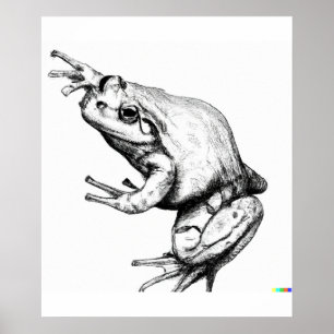 hand plockade sketch av Frog i Ukiyo-E Stil art Poster