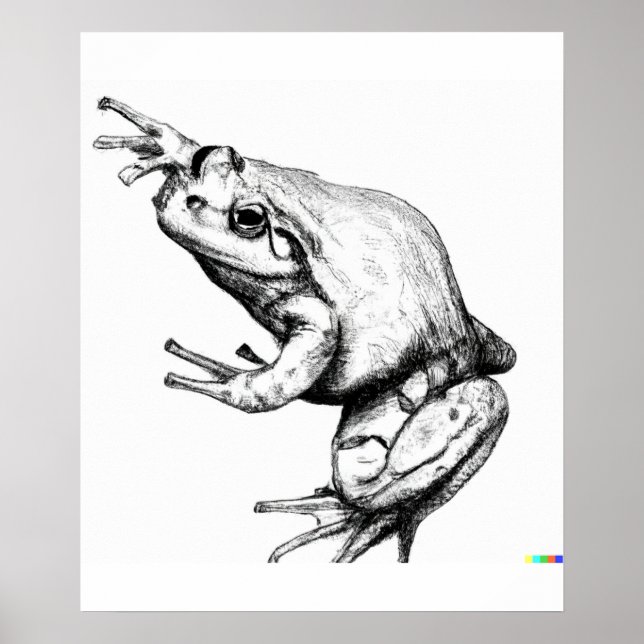 hand plockade sketch av Frog i Ukiyo-E Stil art Poster (Framsidan)