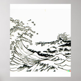 hand plockade sketch Underbar Wave av Kanagawa Poster