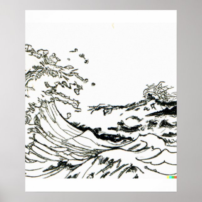 hand plockade sketch Underbar Wave av Kanagawa Poster (Framsidan)