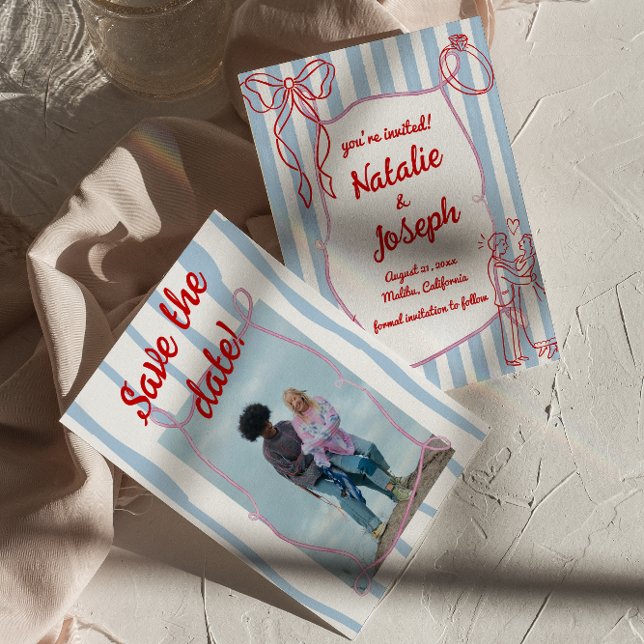 Hand plockade-skriven färgfull Quirky Photo Bröllo Spara Datumet (Skapare uppladdad)