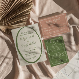 Hand plockade, skrivet unikt Bröllop Inbjudningar