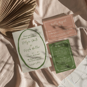 Hand plockade, skrivet unikt Bröllop Inbjudningar
