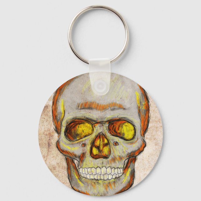 Hand plockade Skull Nyckelring (Framsida)