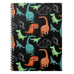 hand plockade smart tecknad dinosaur mönster anteckningsbok