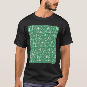 Hand plockade Snöflake Snöstorm med IMP Grönt back T Shirt