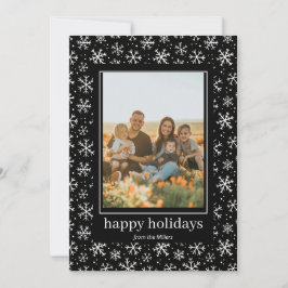 Hand plockade snöflingor mönster Helgdag-fotokort Julkort