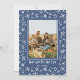 Hand plockade snöflingor mönster Helgdag-fotokort Julkort