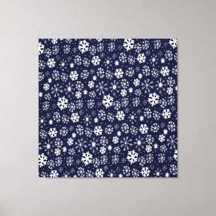 Hand plockade Snowflake Snöstorm med marinskt kol Canvastryck