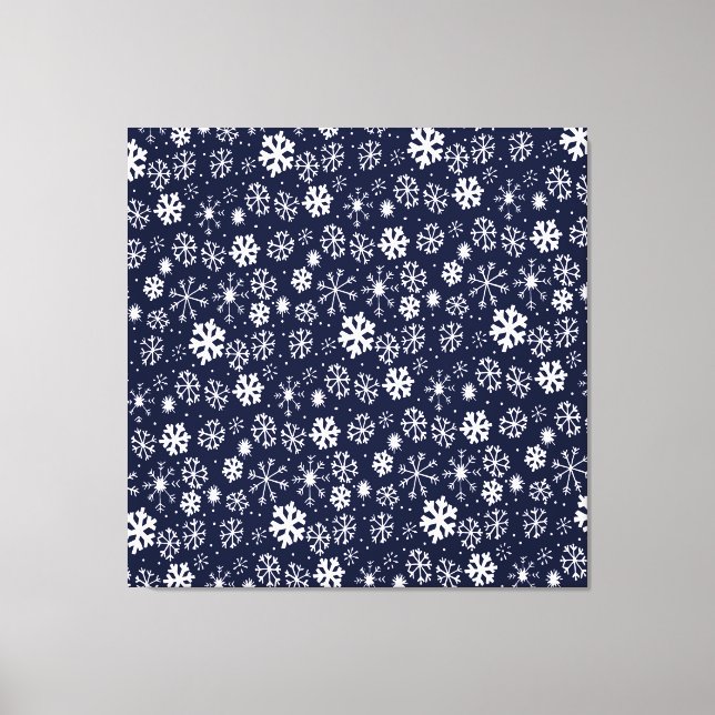 Hand plockade Snowflake Snöstorm med marinskt kol Canvastryck (Framsida)