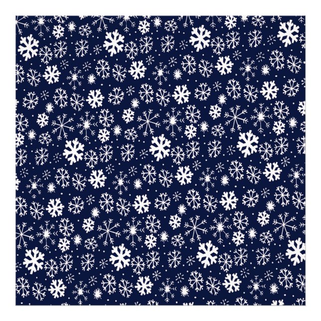 Hand plockade Snowflake Snöstorm med marinskt kol Fototryck (Framsidan)
