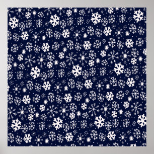 Hand plockade Snowflake Snöstorm med marinskt kol Poster