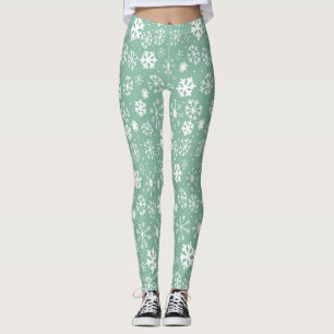 Hand plockade Snowflake Snowstorm med Grönt Sherbe Leggings