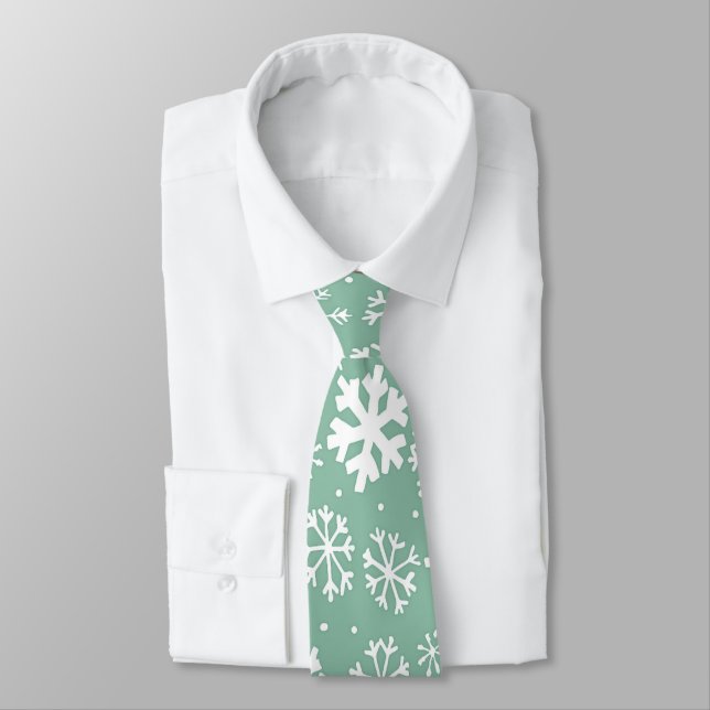 Hand plockade Snowflake Snowstorm med Grönt Sherbe Slips (Bunden)