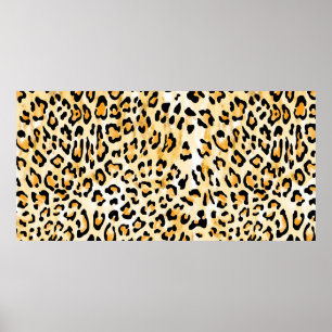 hand plockade sömlös gult och vit färg leopard poster