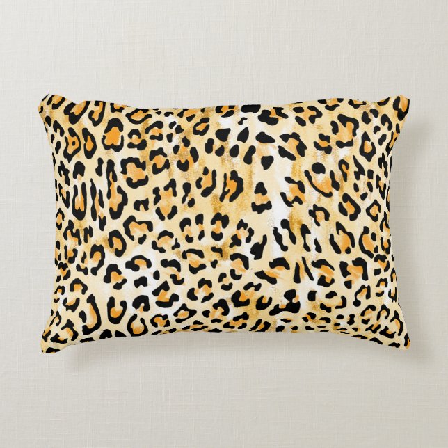 hand plockade sömlös gult och vit färg leopard prydnadskudde (Framsidan)