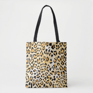 hand plockade sömlös gult och vit färg leopard tygkasse