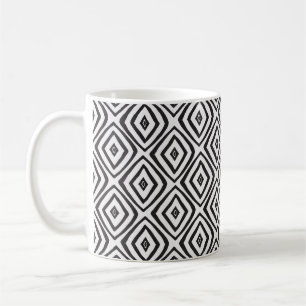 Hand plockade sömlös mönster i svartvitt. kaffemugg