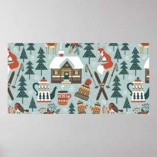 Hand plockade sömlös vintage mönster med söt förgr poster