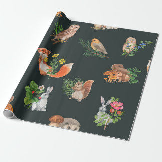 Hand plockade sömlöst mönster med vattenskog presentpapper