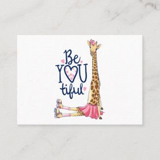Hand plockade söt giraffeillustration visitkort