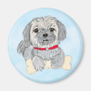 Hand plockade söt lille Shiatsu eller Llaso Apso H Magnet