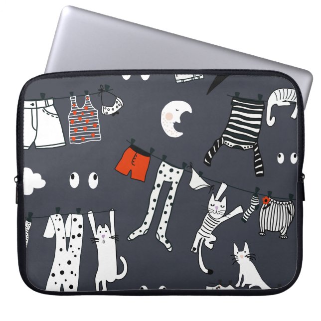 Hand plockade söt tecknad, sömlös illustration av  laptop fodral (Framsidan)