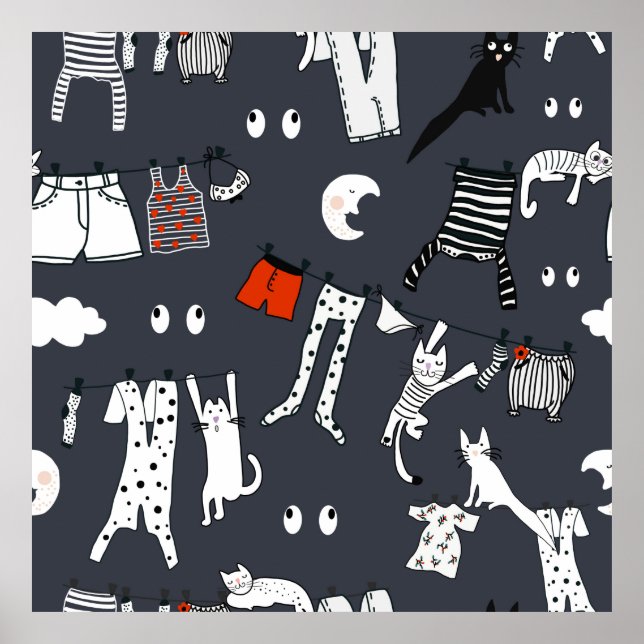 Hand plockade söt tecknad, sömlös illustration av  poster (Framsidan)